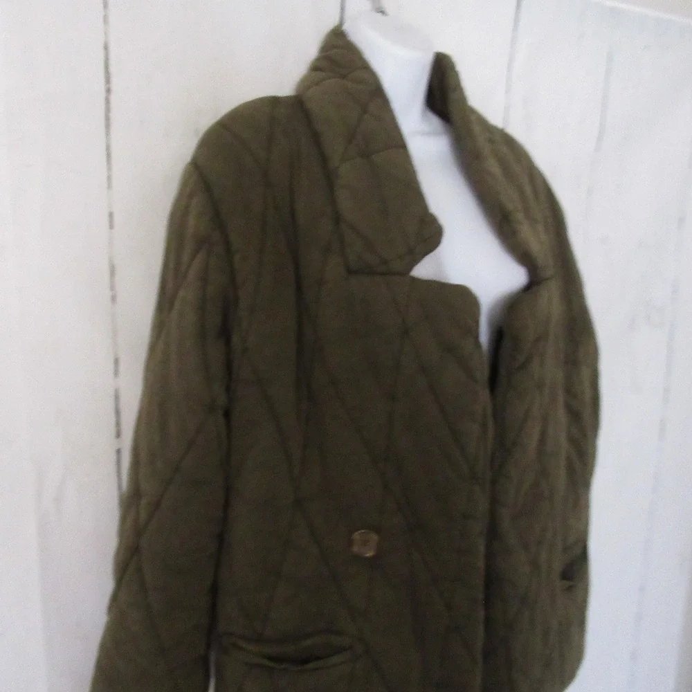 New Free People Jacket XS Tawny Puffer Quilted Open Front Olive Green Oversized